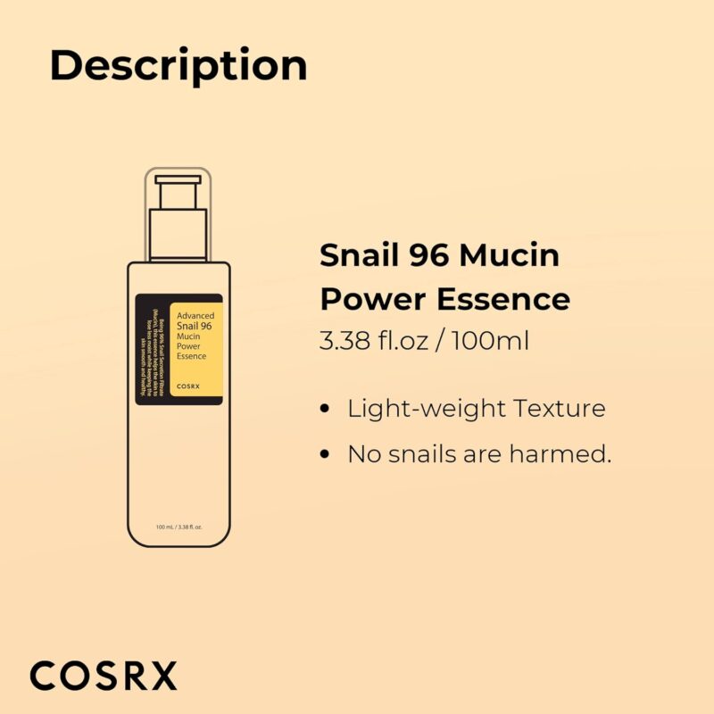 Cosrx, Advanced Snail 96 Mucin Power Essence , 3.38 Fl Oz (100 ml) Brand: COSRX - Image 7
