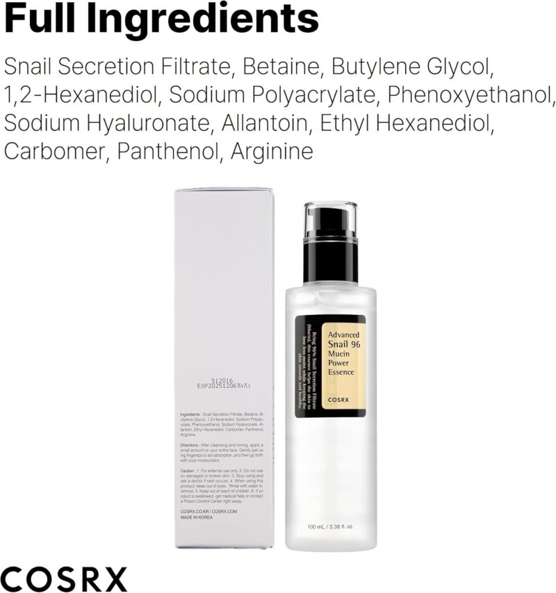 Cosrx, Advanced Snail 96 Mucin Power Essence , 3.38 Fl Oz (100 ml) Brand: COSRX - Image 5